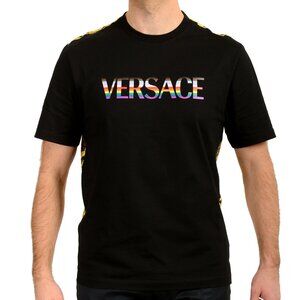 Versace Men's Barocco Pride Print Multi-Color Short Sleeve T-Shirt US M IT 50